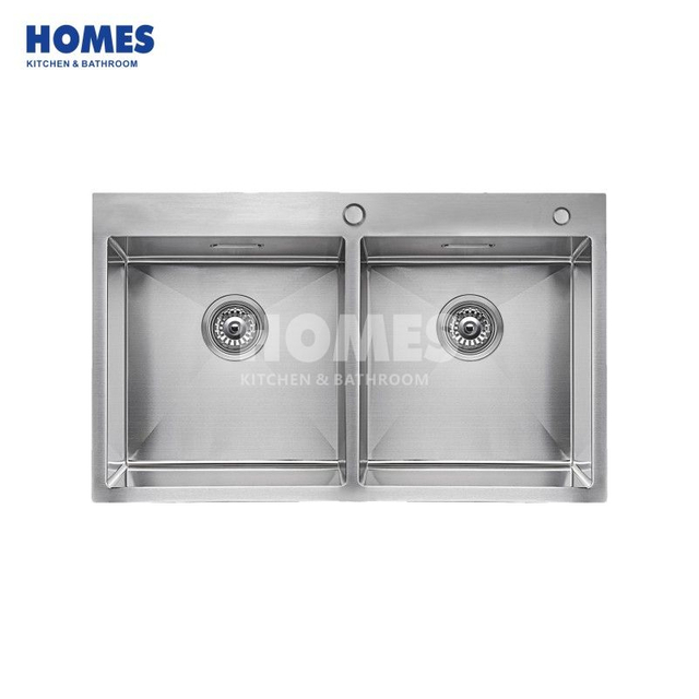 T282482 High Quality 304 Stainless Steel Topmount Kitchen Sink Double Bowl Kitchen Sink