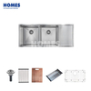 DU211545R Handmade Kitchen Sink with Drain Board Stainless Steel Double Bowls Sinks Hot sale