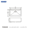 FS3622R Farmhouse Apron Single Bowl Sink 304 Stainless Steel Kitchen Sink 30x22 Apron Sink Topmount