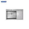 DT17548R Stainless Steel 16 Gauge Kitchen Sink, Single Bowl Handmade Sink with Drainboard