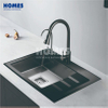 GSM5850R Stainless Steel Kitchen Sink – Complete with Built-In Drainboard & Durable Glass Cutting Board