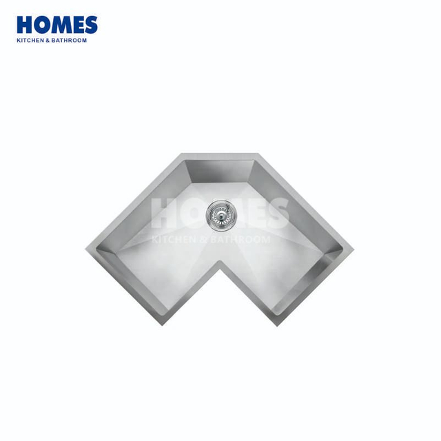 CS800 Handmade Stainless Steel Kitchen Sink Brushed Stainless butterfly Kitchen Single Bowl Corner Sink