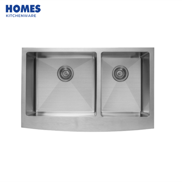 33 Inch Stainless Steel Farmhouse Sink Brushed Double Bowl Cabinets