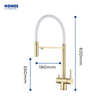 Handmade Certified Solid Brass Matte Black Pull Down Spring Kitchen Faucet 