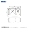 FD3322R64 High Quality 304 Stainless Steel Double Bowl Apron Farmhouse Kitchen Sink