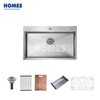 T168481 304 Stainless Steel Single-Bowl Topmount Drop-In Kitchen Sink – Complete with Drain Kit & Bottom Grid, Brushed Finish