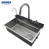 Single Bowl kitchen Sinks, Stainless Steel Bar Sink With Pull Down Sprayhead Faucet, Smart Modern Kitchen Sink