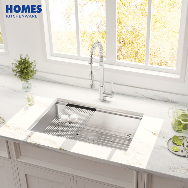 Stainless Steel Ledge Workstation Sink From China with Grid and Colander U3219