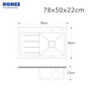 Tempered Glass Rectangular Vintage Kitchen Sink with Drainboard