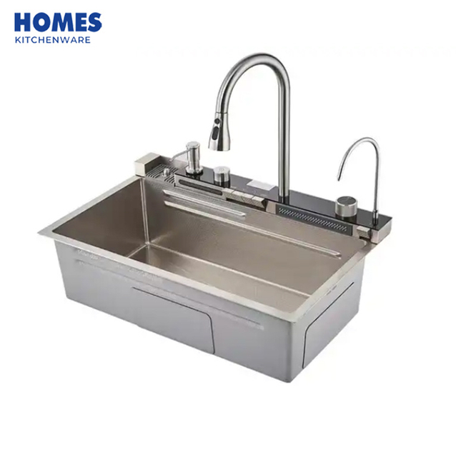  Gold Nano Kitchen Sink 304 Stainless Steel Waterfall Sink Workstation Kitchen with Multifunctional 