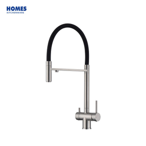Handmade Certified Solid Brass Matte Black Pull Down Spring Kitchen Faucet 
