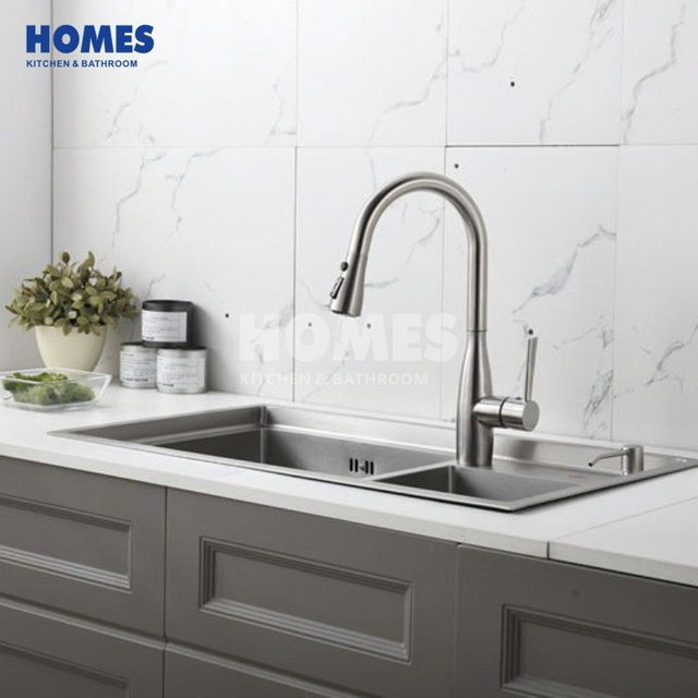 U280454 Undermount Double Bowl Kitchen Sink 16-Gauge Stainless Steel, 60/40 Basin, Round Corners