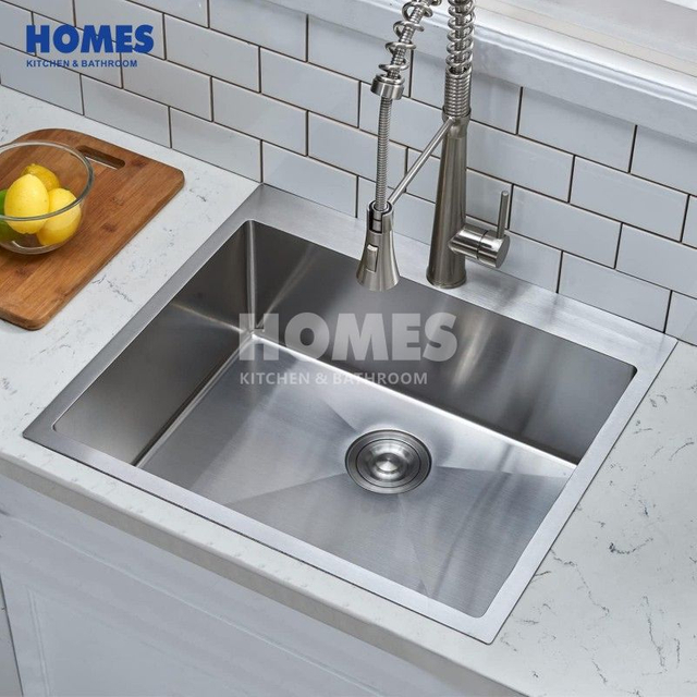 T150481 Top Mount 16 Gauge 304 Stainless Steel 25 Inch Drop In RV Laundry Utility Sink, Brushed Nickel Single Bowl Sink Topmount Overmount Sinks with Drain