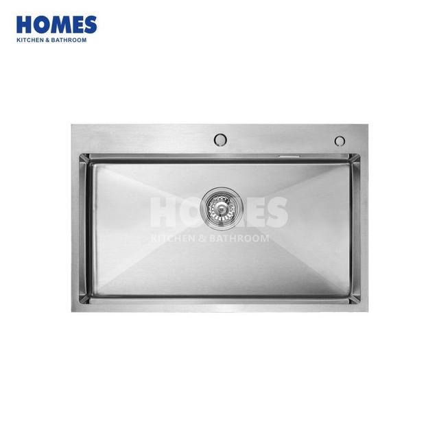 T168481 304 Stainless Steel Single-Bowl Topmount Drop-In Kitchen Sink – Complete with Drain Kit & Bottom Grid, Brushed Finish