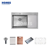 DT17548R Stainless Steel 16 Gauge Kitchen Sink, Single Bowl Handmade Sink with Drainboard