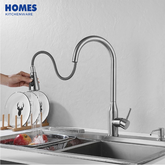 Satin Brushed Single Handle Kitchen Faucet KS30420