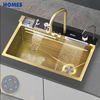  Gold Nano Kitchen Sink 304 Stainless Steel Waterfall Sink Workstation Kitchen with Multifunctional 