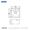 T150481 Top Mount 16 Gauge 304 Stainless Steel 25 Inch Drop In RV Laundry Utility Sink, Brushed Nickel Single Bowl Sink Topmount Overmount Sinks with Drain