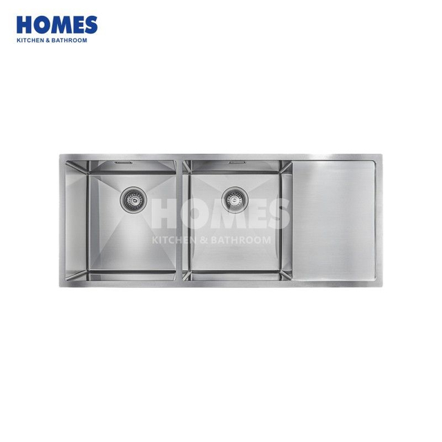 DU211545R Handmade Kitchen Sink with Drain Board Stainless Steel Double Bowls Sinks Hot sale