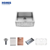 FS2722R 304 Stainless Steel Farmhouse Sink 16 Gauge Single Bowl Kitchen Basin with Round Corner Without Faucet