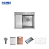 DT15848L Handmade Single Bowl Deep Metal Kitchen Sink With Drainer Wash Board