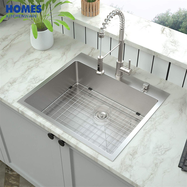  Handmade Kitchen Sink 304 Stainless Steel Single Bowl Sink