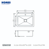 GS6050 Top-Mount Single-Bowl Kitchen Sink - Brushed Stainless Steel Body with Transparent Glass Panel