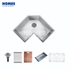 CS800 Handmade Stainless Steel Kitchen Sink Brushed Stainless butterfly Kitchen Single Bowl Corner Sink