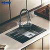 GSM6550L Black Stainless Steel Single-Bowl Kitchen Sink with Drainboard & Glass Cutting Board