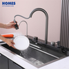 Single Bowl kitchen Sinks, Stainless Steel Bar Sink With Pull Down Sprayhead Faucet, Smart Modern Kitchen Sink