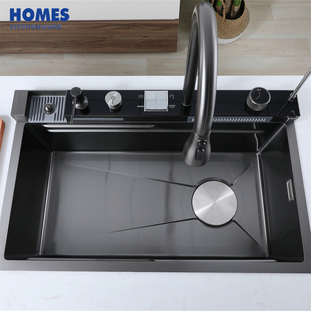  Nano 304 Stainless Steel Waterfall Sink Workstation Kitchen with Multifunctional 