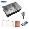 Undermount Sink Single Bowl Kitchen Sink Stainless Steel with Siphon Drainer Rack Kitchen