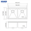 32 Inch Stainless Steel Workstations Sink Undermount Sink Double Bowl Upc 81x48