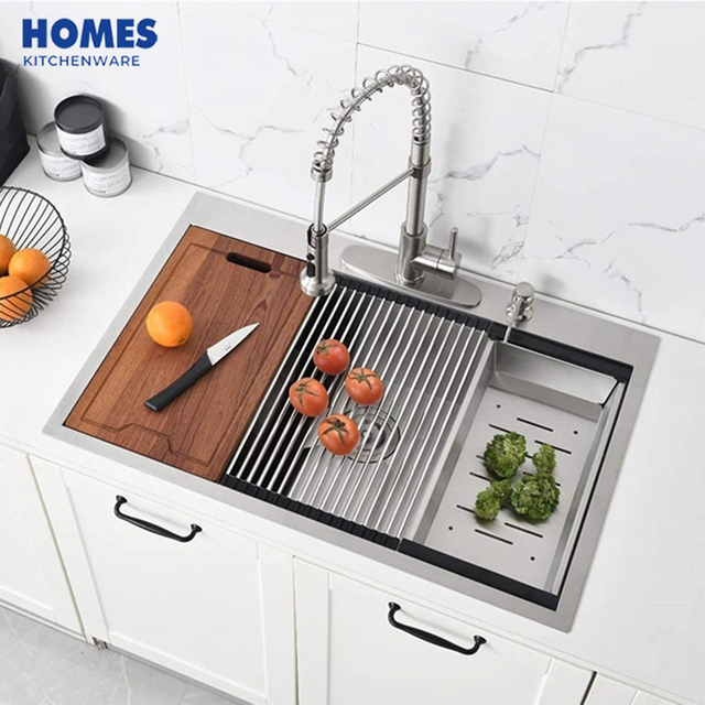 33 Inch Stainless Steel Workstations Sink Topmount Sink Double Bowl Upc 84x56
