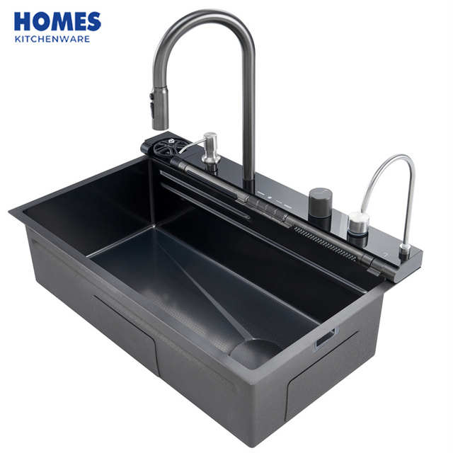Multifunction Kitchen Sink Waterfall Stainless Steel Sink with Waterfall Faucet Kitchen