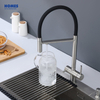 Handmade Certified Solid Brass Matte Black Pull Down Spring Kitchen Faucet 