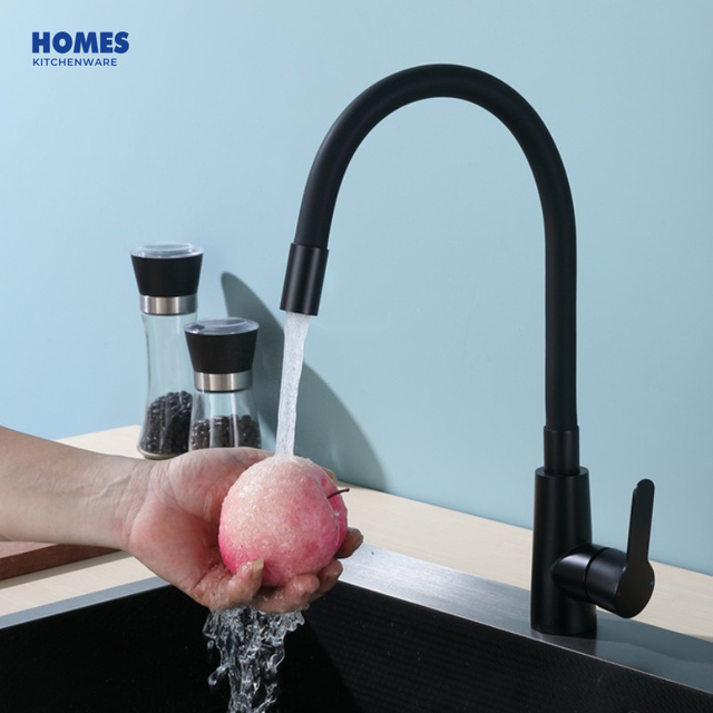 Wholesale Prices 360 Rotate Single Hole Sanitary Kitchen Faucet Flexible Neck Sink Taps