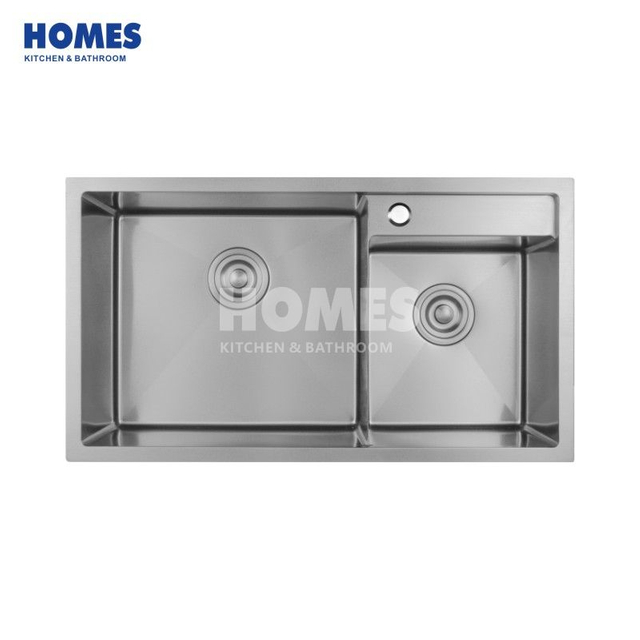 U280454 Undermount Double Bowl Kitchen Sink 16-Gauge Stainless Steel, 60/40 Basin, Round Corners