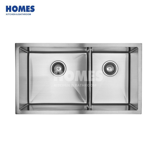 U282453 Stainless Steel Double Bowl Undermount Sink with 60/40 Basin, 16 Gauge Round Corner