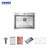 T160481 Drop in Kitchen Sink 304 Stainless Steel Single Bowl Topmount Kitchen Sink with Drain Kit and Bottom Grid, Brushed