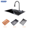 Black-Grey Nano Kitchen Sink 304 Stainless Steel Waterfall Sink Workstation Kitchen with Multifunctional 