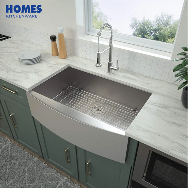 33 Inch Stainless Steel Farmhouse Sink Brushed Double Bowl Cabinets