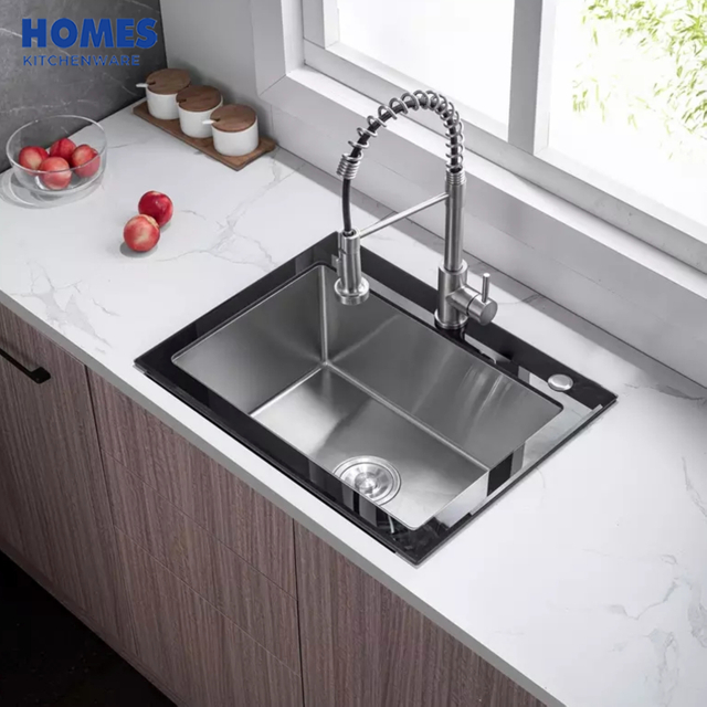 Tempered Glass Square Vintage Kitchen Sink
