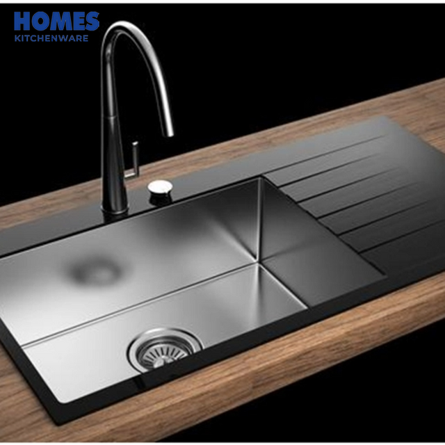 38" Tempered Double Bowl Glass Sink with Drainboard 96x48
