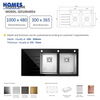 39" Black Glass Sink Topmount Kitchen with Drainboard 100x48