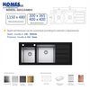 45" Black Glass Sink Topmount Cabinets with Drainboard 115x48