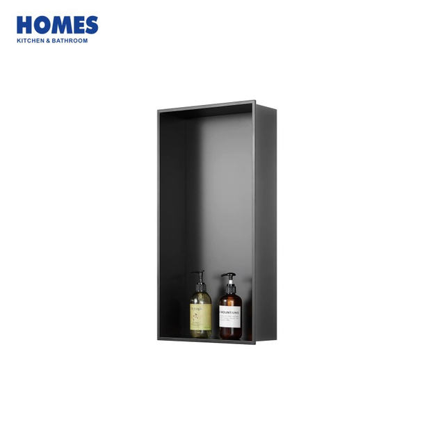 C30-C Bathroom Accessories Black Stainless Steel Toilet Rack Recessed Shower Niches