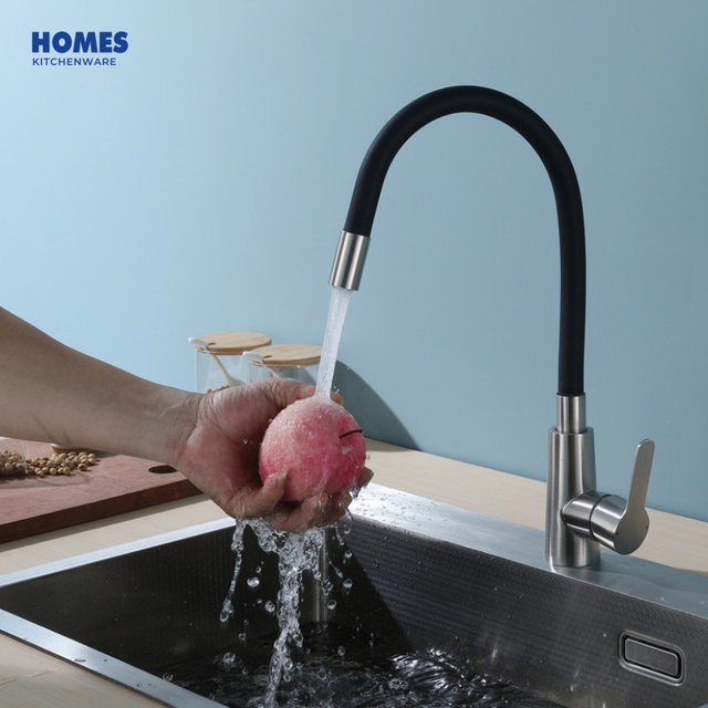 Wholesale Prices 360 Rotate Single Hole Sanitary Kitchen Faucet Flexible Neck Sink Taps