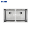 U280451 Stainless Steel Double Bowl Kitchen Sink, 16 Gauge Rv Kitchen Sink with Bottom Grid