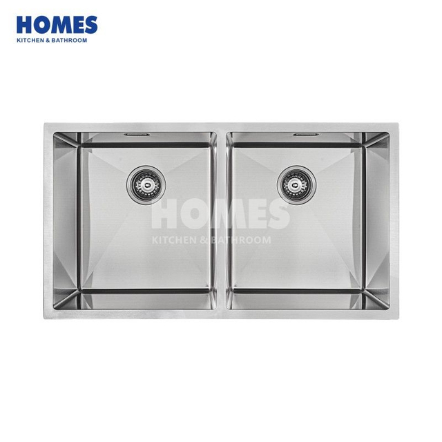 U280451 Stainless Steel Double Bowl Kitchen Sink, 16 Gauge Rv Kitchen Sink with Bottom Grid